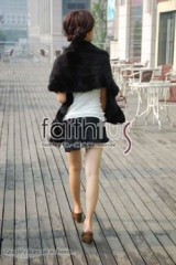 Waved Mink Fur Knitted Shawl