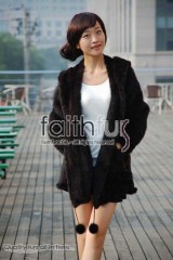 Hooded Mink Fur Knitted Jackets