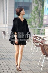 Hooded Mink Fur Knitted Cape