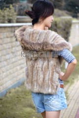 Rabbit Fur Knitted Vest with Racoon Fur trimed