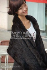 Waved Mink Fur Knitted Shawl