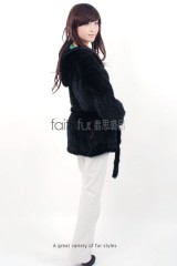 Hooded Mink Fur Knitted Jacket