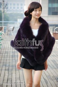 Rex Rabbit Fur Cape with Fox Fur trimmed