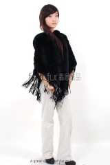 Hooded Mink Fur Knitted Cape