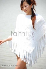 White Mink Fur Knitted Cape/Poncho