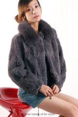 Rex Rabbit fur Jacket with Fox fur collar