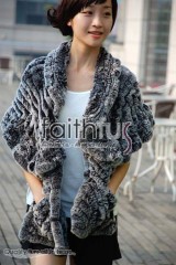 Rex Rabbit Fur Knitted Cape