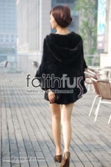 Hooded Mink Fur Knitted Cape