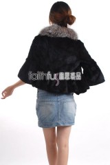 Sheared Rabbit fur Jacket with Silver Fox fur collar