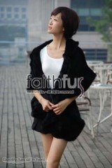 Waved Mink Fur Knitted Shawl