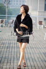 Rex Rabbit Fur Cape with Fox Fur trimmed