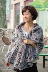 Rex Rabbit Fur Knitted Cape/Poncho