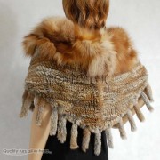 Rabbit Fur Knitted Cape with Silver Fox Fur collar