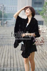 Rex Rabbit Fur Knitted Cape/Wrap