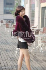 Rex Rabbit Fur Cape with Fox Fur trimmed