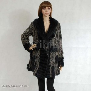 Rabbit Fur / Cashmere Knitted Sweater Jacket with Fox Fur trimmed