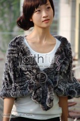 Rex Rabbit Fur Knitted Cape