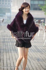 Rex Rabbit Fur Cape with Fox Fur trimmed