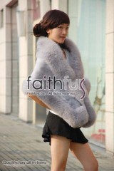 Rex Rabbit Fur Cape with Fox Fur trimmed