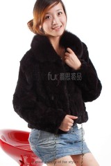 Rex Rabbit fur Jacket with Fox fur collar