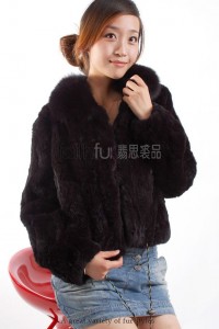 Rex Rabbit fur Jacket with Fox fur collar