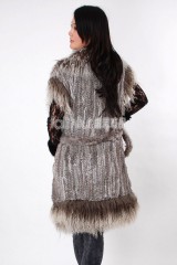 Long Rabbit Fur Knitted Vest with Tibet Sheep Fur trimmed