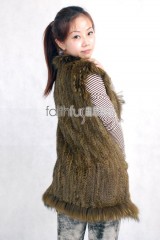 Rabbit Fur Knitted Vest with Racoon Fur trimmed