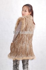 Rabbit Fur Knitted Vest with Racoon Fur trimmed