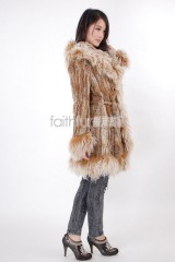 Rabbit Fur Knitted Jacket with Tibet Sheep Fur trimmed