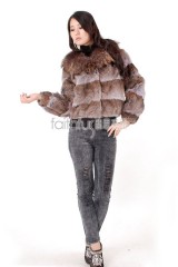 Rabbit Fur Jacket with Racoon Fur collar