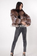 Rabbit Fur Jacket with Racoon Fur collar