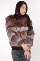 Rabbit Fur Jacket with Racoon Fur collar