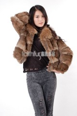 Rabbit Fur Jacket with Racoon Fur collar