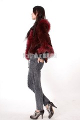 Rex Rabbit Fur Cape with Racoon Fur trimmed