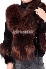 Rex Rabbit Fur Cape with Racoon Fur trimmed