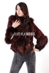 Rex Rabbit Fur Cape with Racoon Fur trimmed