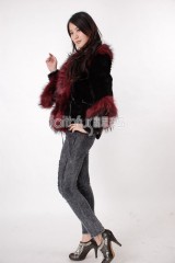 Rex Rabbit Fur Cape with Racoon Fur trimmed