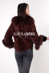 Rex Rabbit Fur Cape with Racoon Fur trimmed