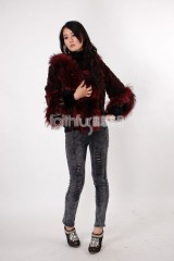 Rex Rabbit Fur Cape with Racoon Fur trimmed