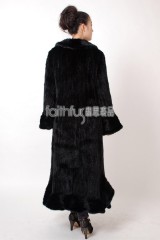 Full Length Mink Fur Knitted Long Coat