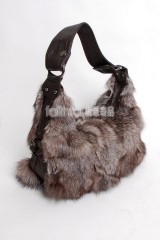 Silver Blue Fox Fur Handbag / Purse