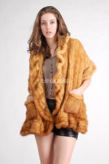 Mink Fur Knitted Shawl