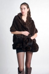 Mink Fur Knitted Shawl