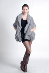 Mink Fur Knitted Shawl