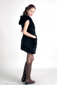 Hooded Mink Fur Knitted Vest