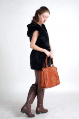 Hooded Mink Fur Knitted Vest