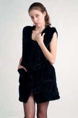 Hooded Mink Fur Knitted Vest