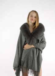 Cashmere Shawl Kashmiri Pashmina with Fox Fur Collar