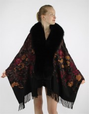 Cashmere Cape Kashmiri Shawl | Fox Fur Trim