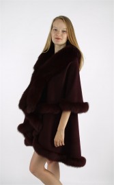 Kashmiri Shawl Cashmere Cape / Fox Fur Trim